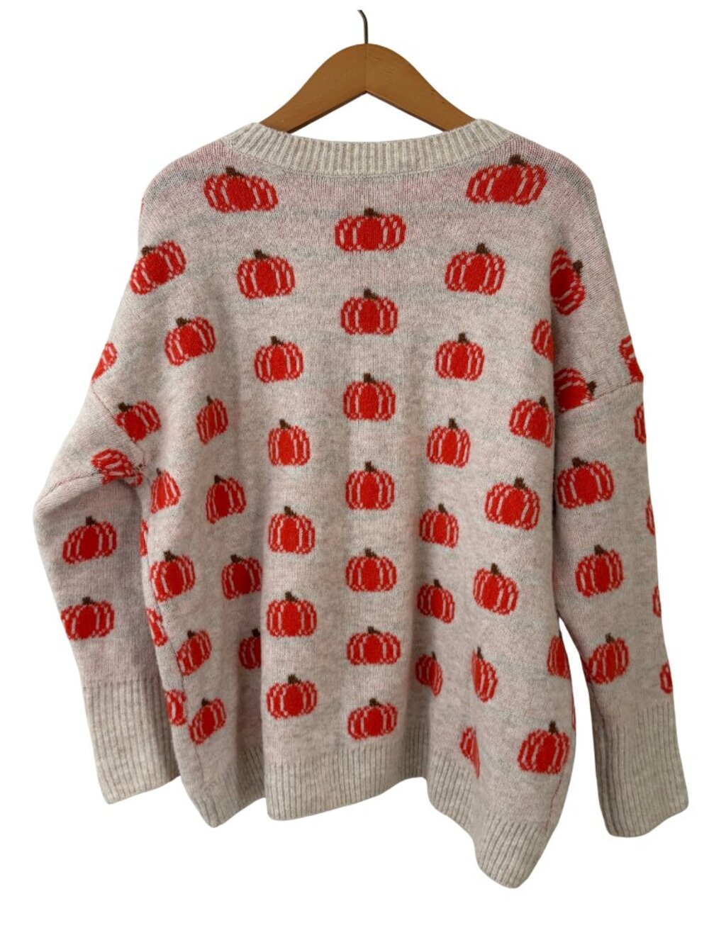 Vince Camuto Pumpkin Print Oatmeal Knit Sweater Women’s Medium Fall Autumn - Picture 2 of 6